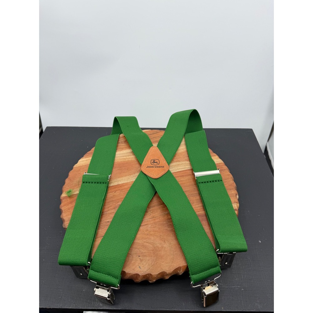 John Deere X-Back Suspenders Mens OSFM Green Elastic Heavy Duty Work Braces